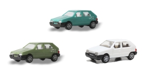 Igra Model 67918123 - H0 - 3-tlg Set Skoda Favorit 2 - grün/türkis/weiß